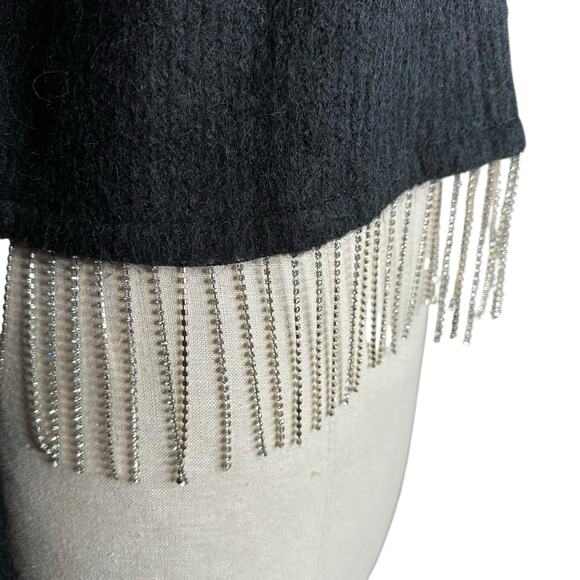 HOUSE OF HARLOW 1960 Black Rhinestone Cropped Pullover Sweater Women's Size XS - Picture 4 of 9